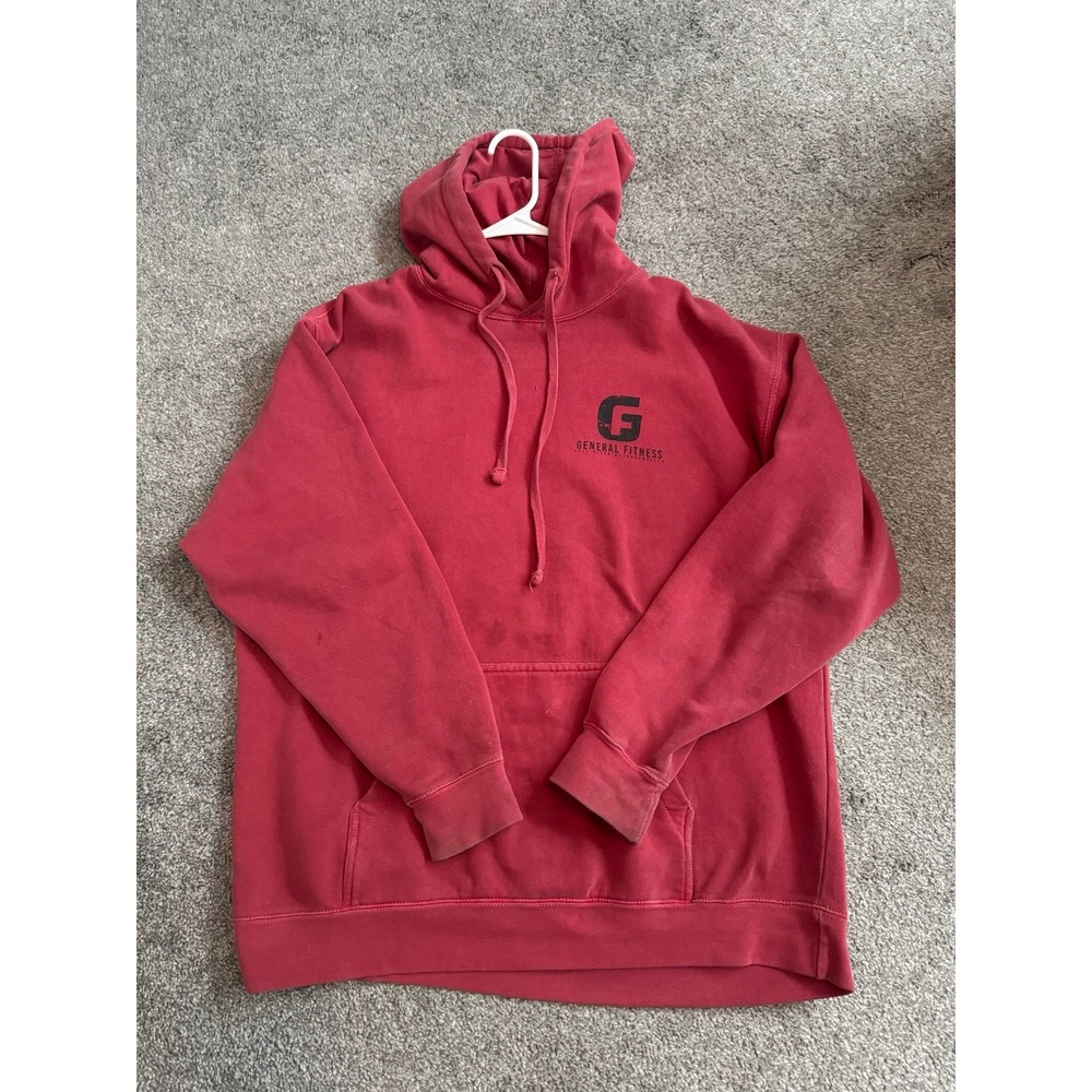 General Fitness Hoodie Sweatshirt Pullover Red Graphic Men Size L Heavy Duty - Picture 6 of 9